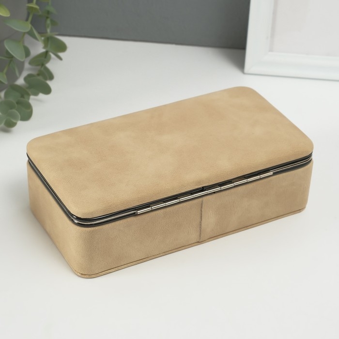 Шкатулка кожзам для украшений Шкатулка кожзам для украшений "Бархатная кожа" песочная 10х18х6 см