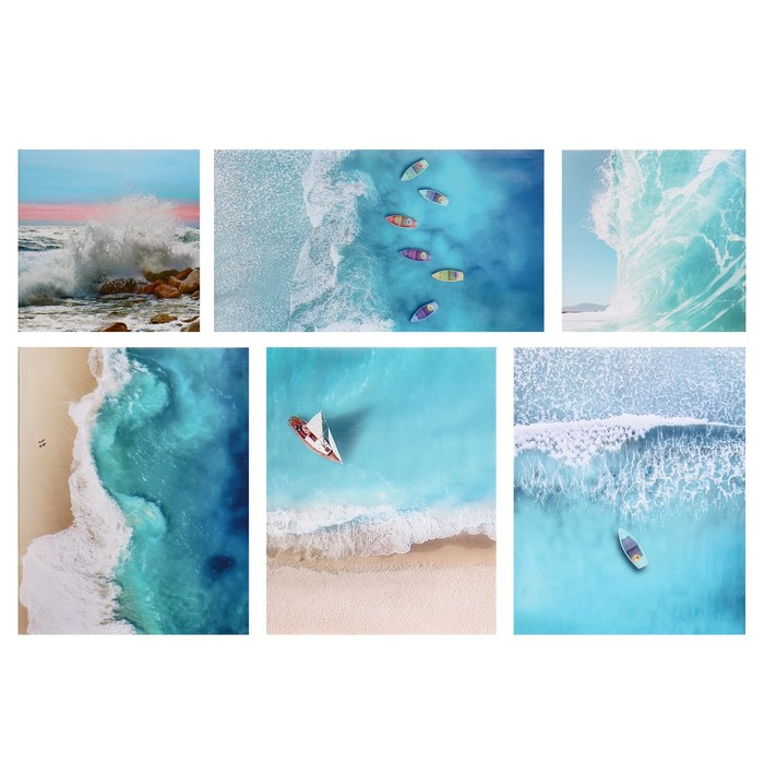 Модульная картина  Модульная картина "Волны" 114х70 см (30х30, 30х30, 38х47, 38х47, 38х47, 54х30) 114х70 см