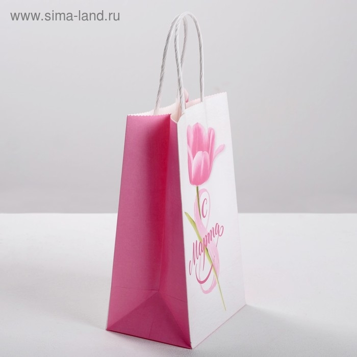 Пакет подарочный крафт, упаковка, «С 8 Марта», 12 х 21 х 9 см Пакет подарочный крафт, упаковка, «С 8 Марта», 12 х 21 х 9 см