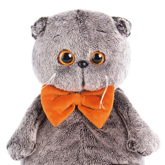 Мягкая игрушка «Басик» с рыжим бархатным бантом, 19 см Мягкая игрушка «Басик» с рыжим бархатным бантом, 19 см