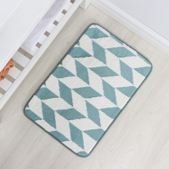 Коврик для ванной и туалета Доляна «Ралли», 40×60 см, цвет бирюзовый Коврик для ванной и туалета Доляна «Ралли», 40×60 см, цвет бирюзовый