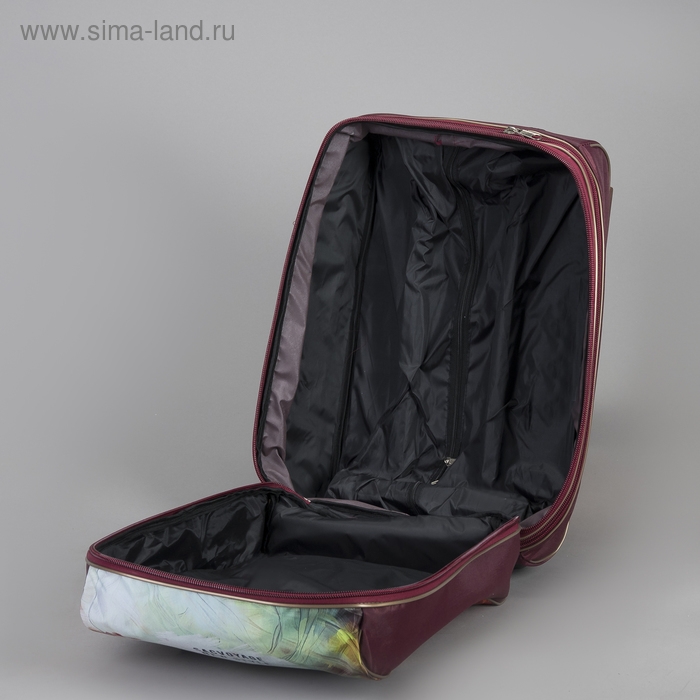 Чемодан малый 20" с сумкой, отдел на молнии, наружный карман, с расширением, цвет бордовый
