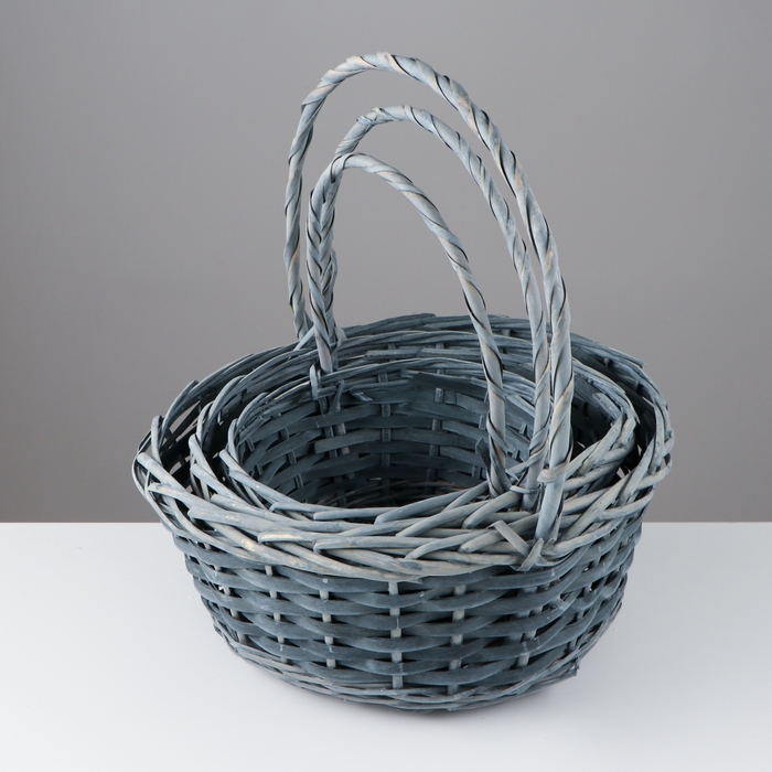 Набор корзин плетеных, 36 x 36 x 14 x 37см/30 x 30 x 12.5 x 32см/25x25x11x28см, ива Набор корзин плетеных, 36 x 36 x 14 x 37см/30 x 30 x 12.5 x 32см/25x25x11x28см, ива