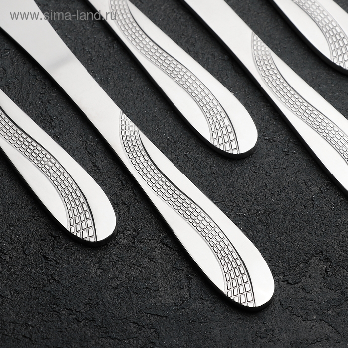 Набор столовых приборов из нержавеющей стали «Водопад», 24 предмета, на подставке, цвет серебряный Набор столовых приборов из нержавеющей стали «Водопад», 24 предмета, на подставке, цвет серебряный