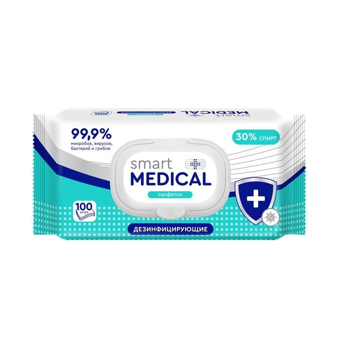 Влажные салфетки Smart medical, дезинфицирующие, 100 шт. Влажные салфетки Smart medical, дезинфицирующие, 100 шт.