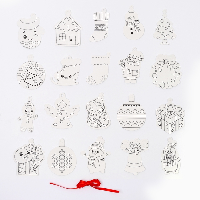 Новый год! Набор для творчества «Ёлочные игрушки», картонные, с нанесением Новый год! Набор для творчества «Ёлочные игрушки», картонные, с нанесением