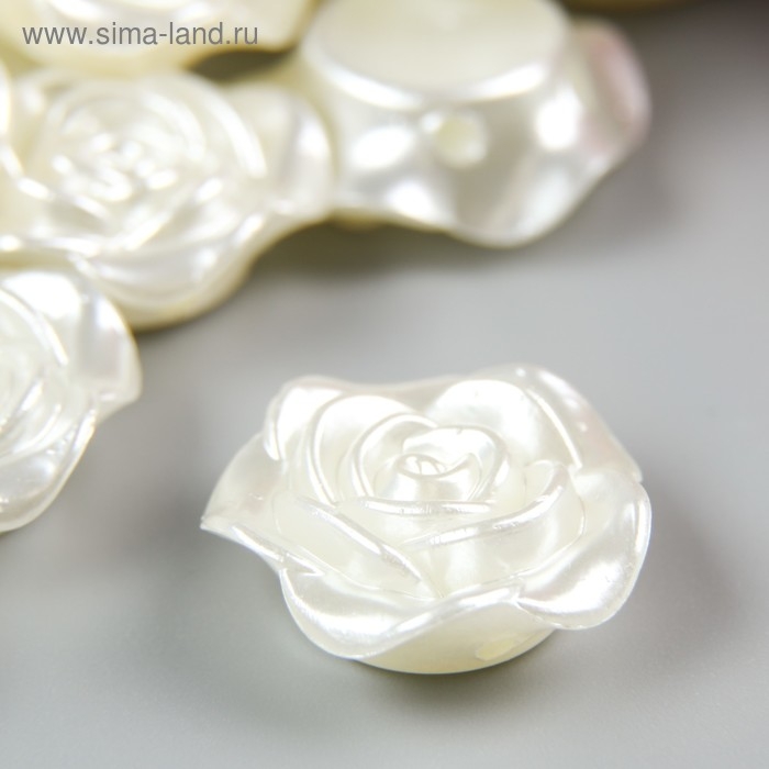 Декор для творчества пластик "Роза" жемчужный набор 30 шт 1,8х1,8 см