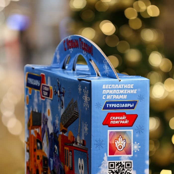 Новый год. Подарочная коробка Новый год. Подарочная коробка "Турбозавры", Портфель , 37 х 8 х 20,2 см.