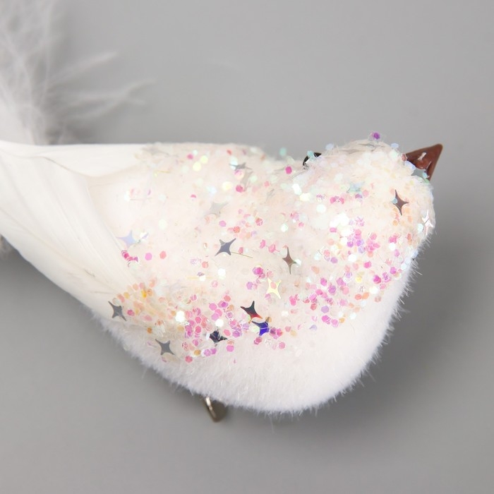 Пушистики на прищепке набор 2 шт Пушистики на прищепке набор 2 шт "Голубки с блестками и длинным хвостом" белые 5х6х15 см