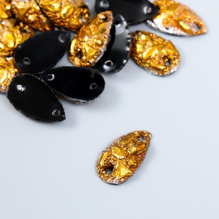 Декор для творчества пластик пришивной Декор для творчества пластик пришивной "Капля. Золотая поталь" набор 24 шт 1,6х0,9 см