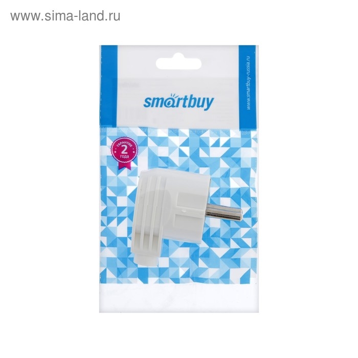 Вилка угловая Smartbuy, 16 А, 250 В, с з/к, белая Вилка угловая Smartbuy, 16 А, 250 В, с з/к, белая