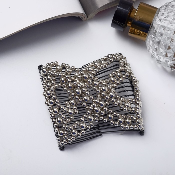 Зажим для волос  Зажим для волос "Сетка" люкс, 10 см, серебро