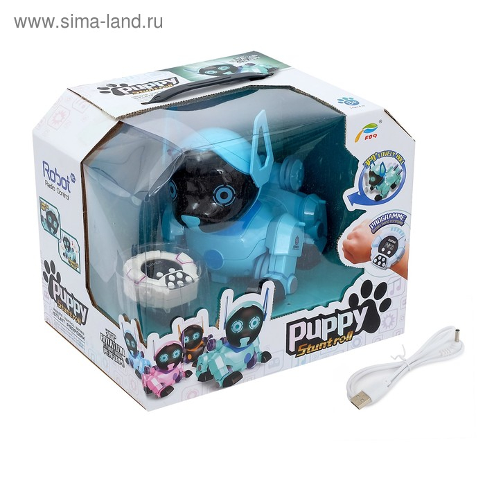 Робот собака «Паппи» , с программированием, на пульте управления, интерактивный: звук, свет, на аккумуляторе, голубой Робот собака «Паппи» , с программированием, на пульте управления, интерактивный: звук, свет, на аккумуляторе, голубой