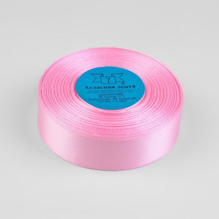 Лента атласная, 25 мм × 33 ± 2 м, цвет светло-розовый №067 Лента атласная, 25 мм × 33 ± 2 м, цвет светло-розовый №067