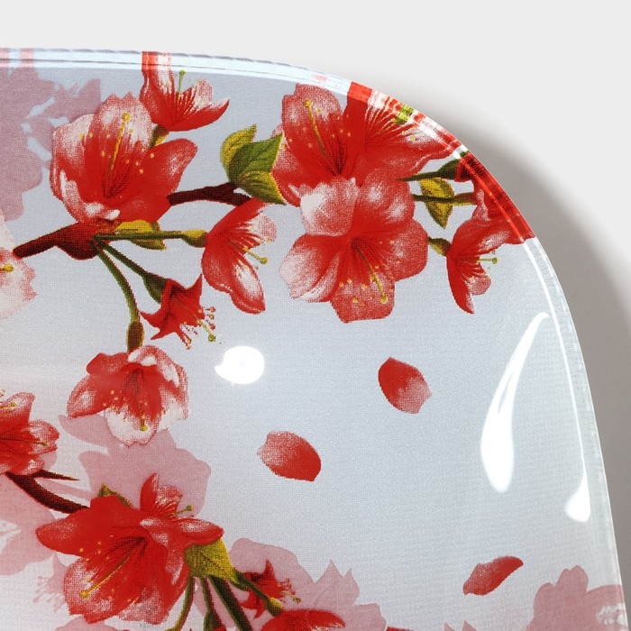 Салатник стеклянный Доляна «Сакура», 400 мл, 15×15 см, цвет розовый