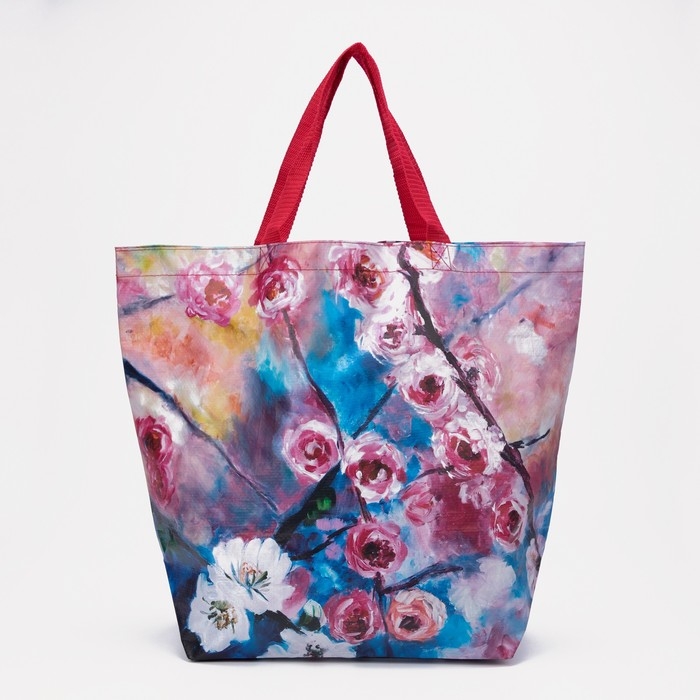 Сумка хозяйственная без застёжки, цвет разноцветный/фиолетовый Сумка хозяйственная без застёжки, цвет разноцветный/фиолетовый