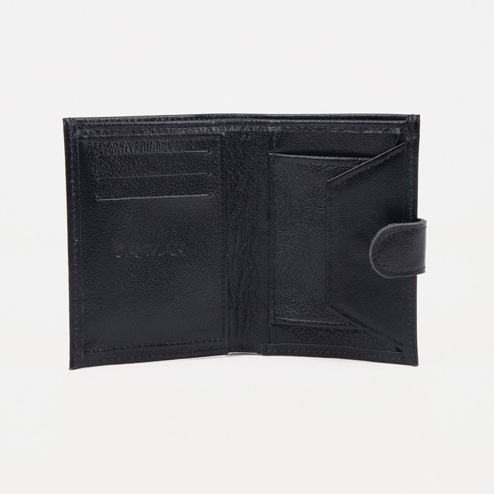 Портмоне мужское на кнопке, отдел для автодокументов, цвет чёрный Портмоне мужское на кнопке, отдел для автодокументов, цвет чёрный