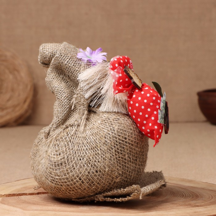 Оберег-домовой Оберег-домовой "Васек на мешковине, с красным мешком ", 26х21х21 см