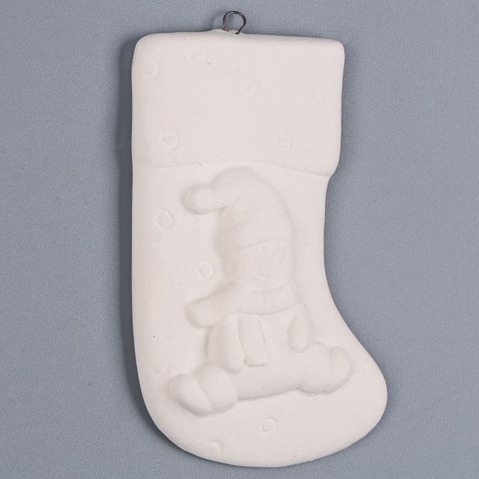 Новый год! Ёлочное украшение под раскраску «Носочек» с подвесом, кисть