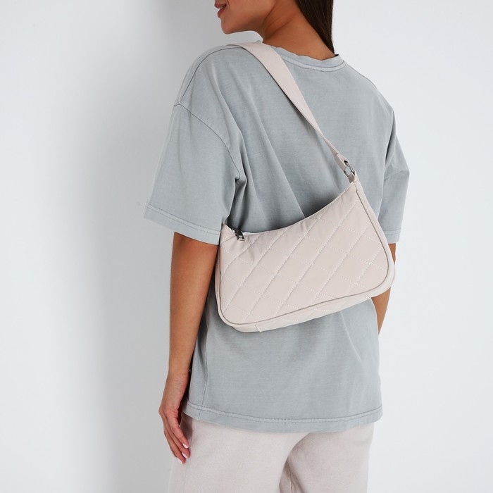 Сумка-багет на молнии, цвет бежевый Сумка-багет на молнии, цвет бежевый