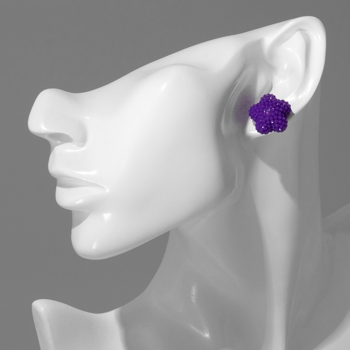 Серьги пластик «Карамель» звезда, цвет фиолетовый Серьги пластик «Карамель» звезда, цвет фиолетовый