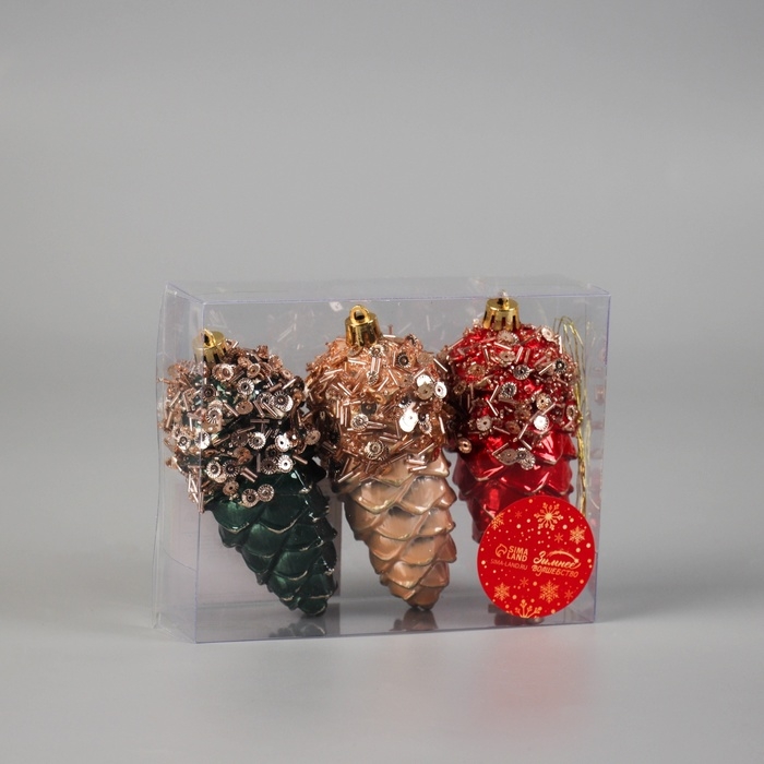 Украшение ёлочное Украшение ёлочное "Шишка Коул" (набор 3 шт) 12х4 см, микс