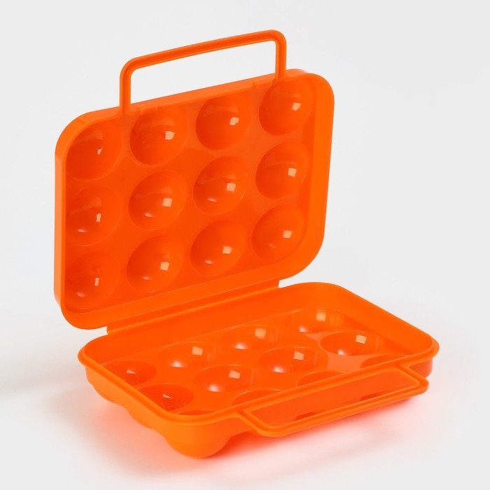 Контейнер для хранения яиц с ручкой, 20&times;7 см, 12 ячеек, цвет МИКС