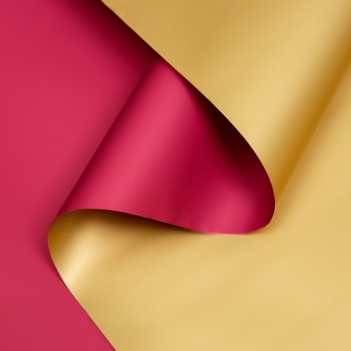 Пленка матовая для цветов, двухсторонняя"Зефир", красный- бежевый, 57 см х 5 м