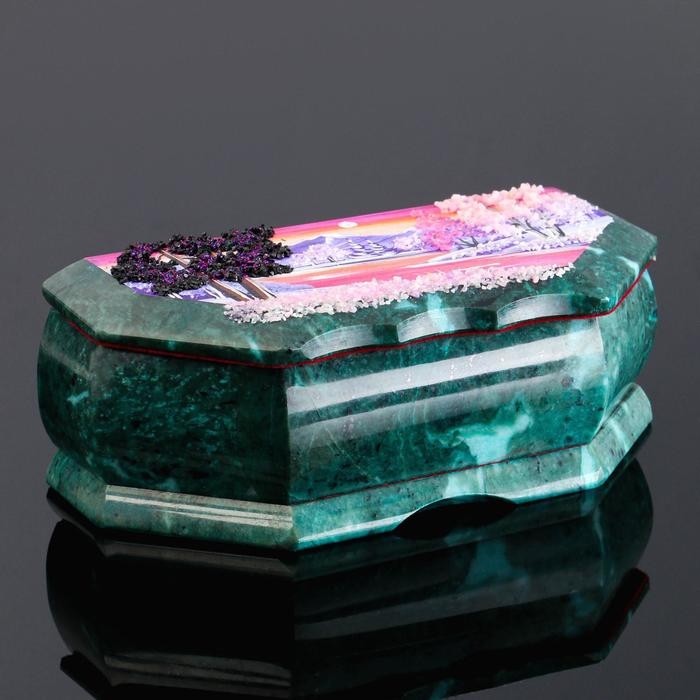 Ларец Ларец "Зима", 17х7х6, каменная крошка, змеевик