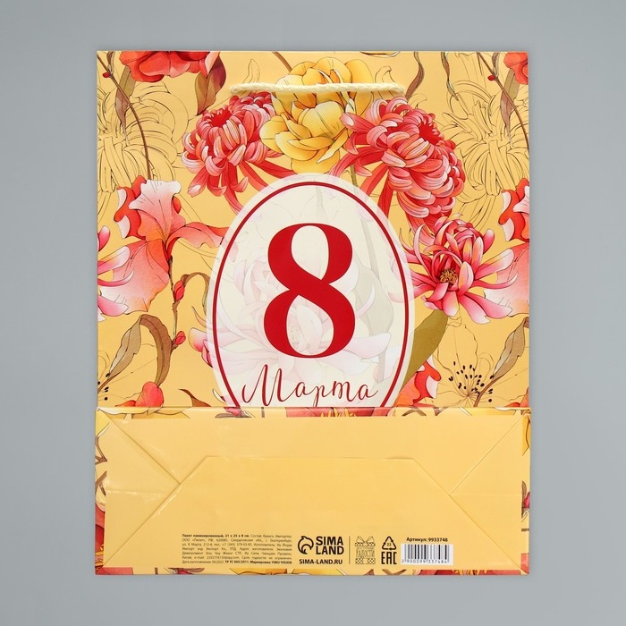 Пакет подарочный ламинированный, упаковка, «8 марта», ML 21 х 25 х 8 см Пакет подарочный ламинированный, упаковка, «8 марта», ML 21 х 25 х 8 см