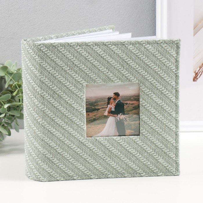 Фотоальбом на 200 фото 10х15 см кожзам Фотоальбом на 200 фото 10х15 см кожзам "Багетная текстура" бумажные листы зелёный 5х23х22 см 10499