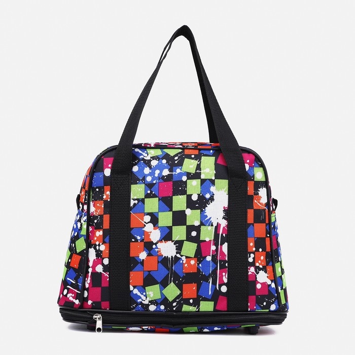 Сумка хозяйственная на молнии, с увеличением, наружный карман, цвет чёрный/разноцветный Сумка хозяйственная на молнии, с увеличением, наружный карман, цвет чёрный/разноцветный