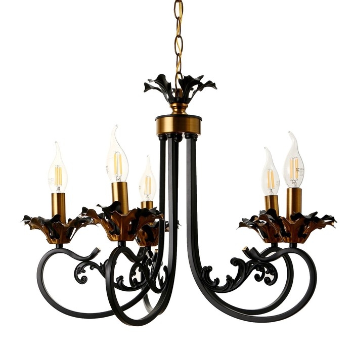 Люстра  Люстра "Мэдфи" 5хЕ14 40Вт черно-золотой 55х70х55 см BayerLux