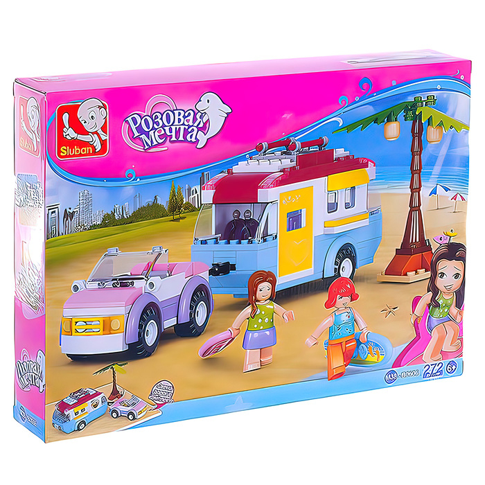 Конструктор «Розовая Мечта: автомобиль с фургоном», 272 детали Конструктор «Розовая Мечта: автомобиль с фургоном», 272 детали