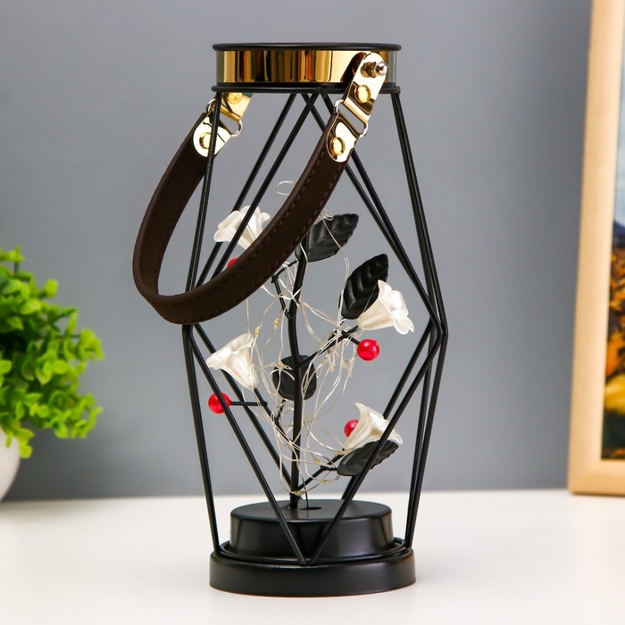 Ночник Ночник "Цветы" LED от батареек ААА чёрный 16х16х25 см RISALUX