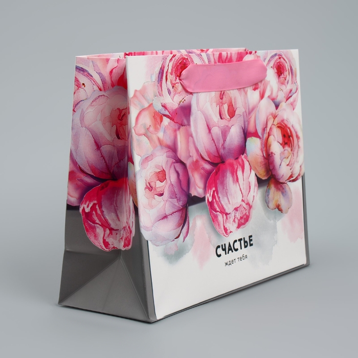 Пакет подарочный ламинированный горизонтальный, упаковка, «Счастье ждёт тебя» 22 х 17,5 х 8 см