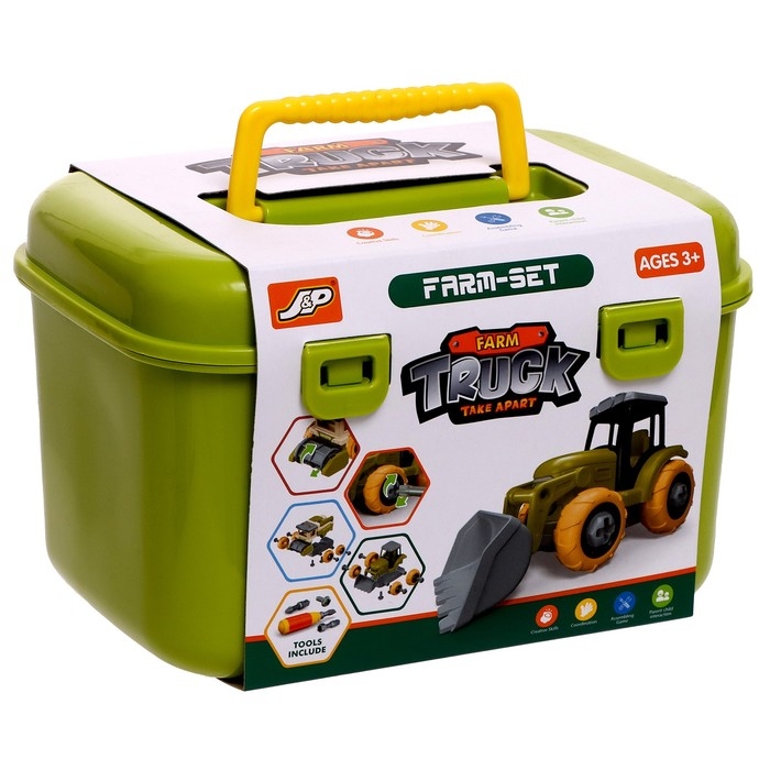 Конструктор винтовой «Трактор с прицепом», с отвёрткой, и аксессуарами Конструктор винтовой «Трактор с прицепом», с отвёрткой, и аксессуарами