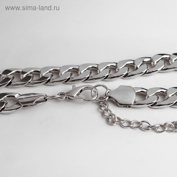 Колье «Цепь голден» плоская, цвет глянцевое серебро, 45 см