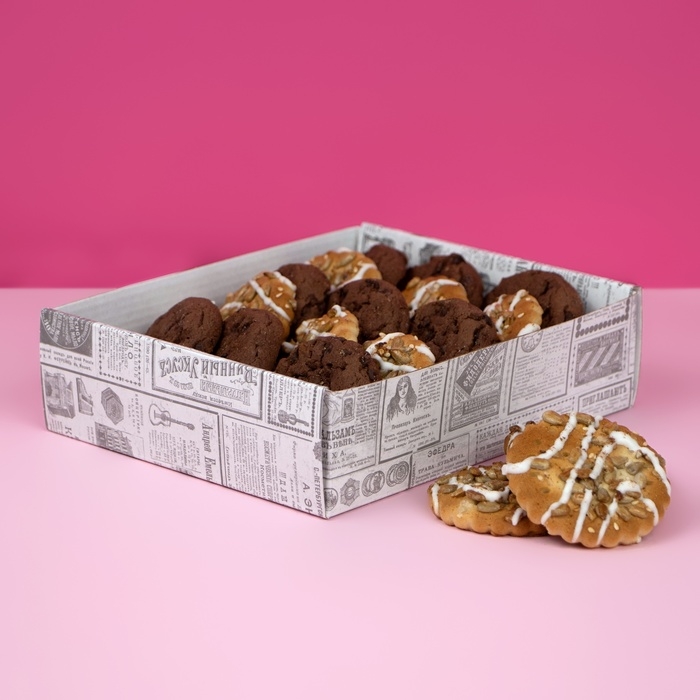 Коробка самосборная, крышка-дно, с окном, «Газета» 18 х 15 х 5 см Коробка самосборная, крышка-дно, с окном, «Газета» 18 х 15 х 5 см