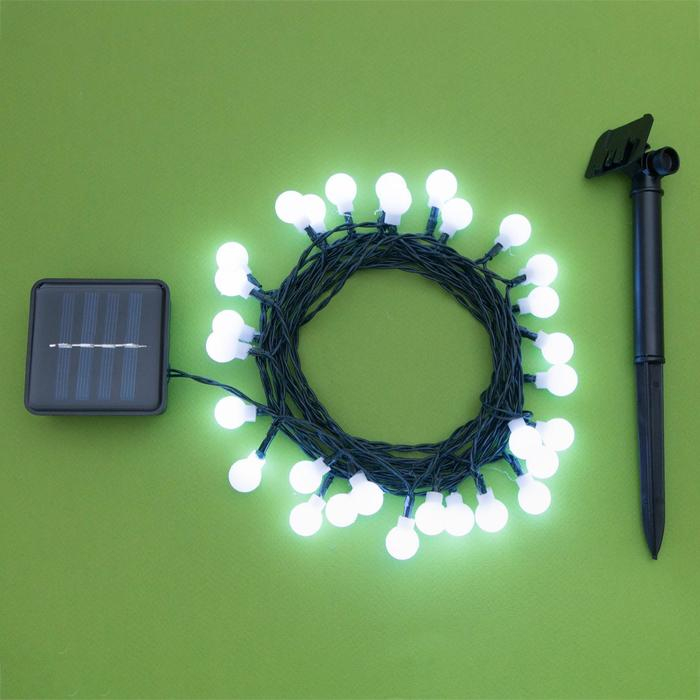 Гирлянда «Нить» 4.5 м с насадками «Шарики», IP44, тёмная нить, 30 LED, свечение белое, 2 режима, солнечная батарея Гирлянда «Нить» 4.5 м с насадками «Шарики», IP44, тёмная нить, 30 LED, свечение белое, 2 режима, солнечная батарея