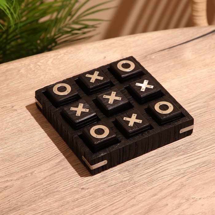 Игра настольная  Игра настольная "Крестики-нолики" 17х17 см, манговое дерево, сталь