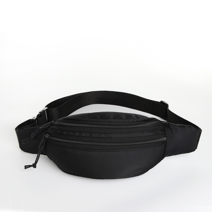 Поясная сумка на молнии, 2 кармана, цвет чёрный Поясная сумка на молнии, 2 кармана, цвет чёрный