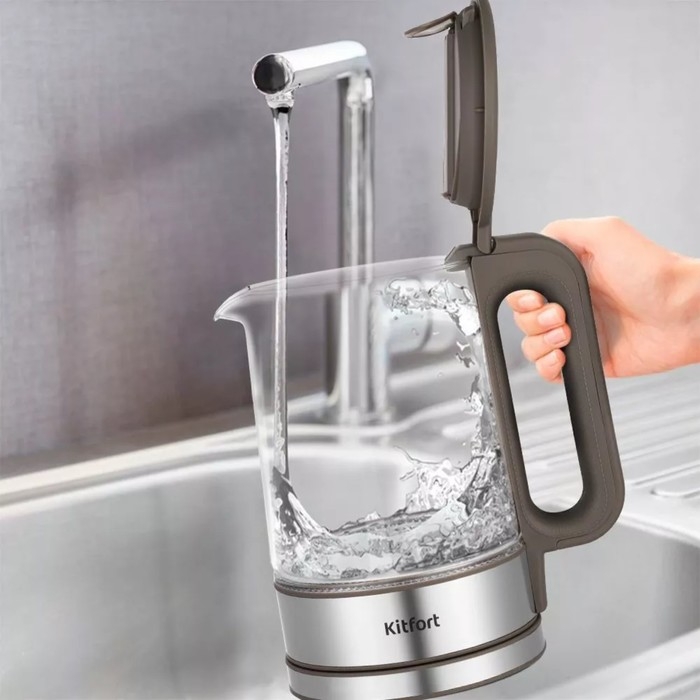 Чайник электрический Kitfort КТ-6664, стекло, 1.7 л, 2200 Вт, серый Чайник электрический Kitfort КТ-6664, стекло, 1.7 л, 2200 Вт, серый