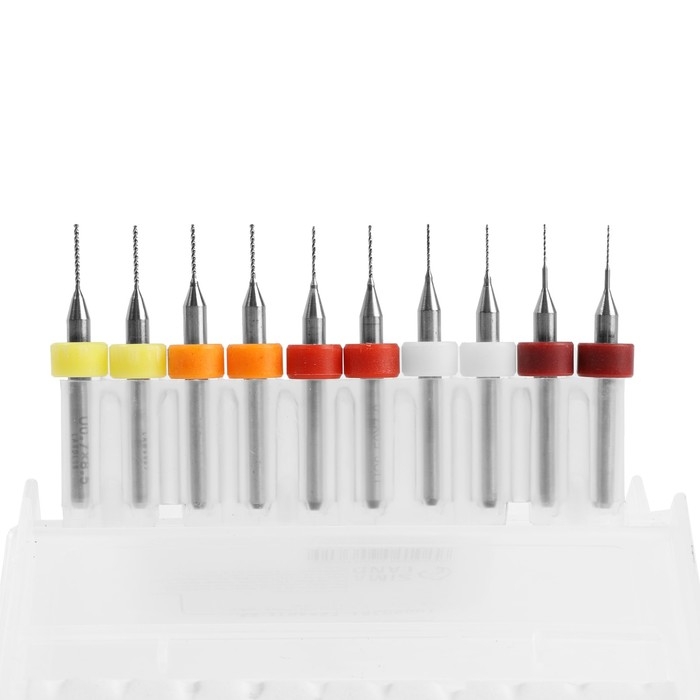 Набор сверл для ЧПУ печатных плат ТУНДРА, карбид вольфрама, 0.3 - 0.7 мм, 3.2 мм, 10 шт. Набор сверл для ЧПУ печатных плат ТУНДРА, карбид вольфрама, 0.3 - 0.7 мм, 3.2 мм, 10 шт.