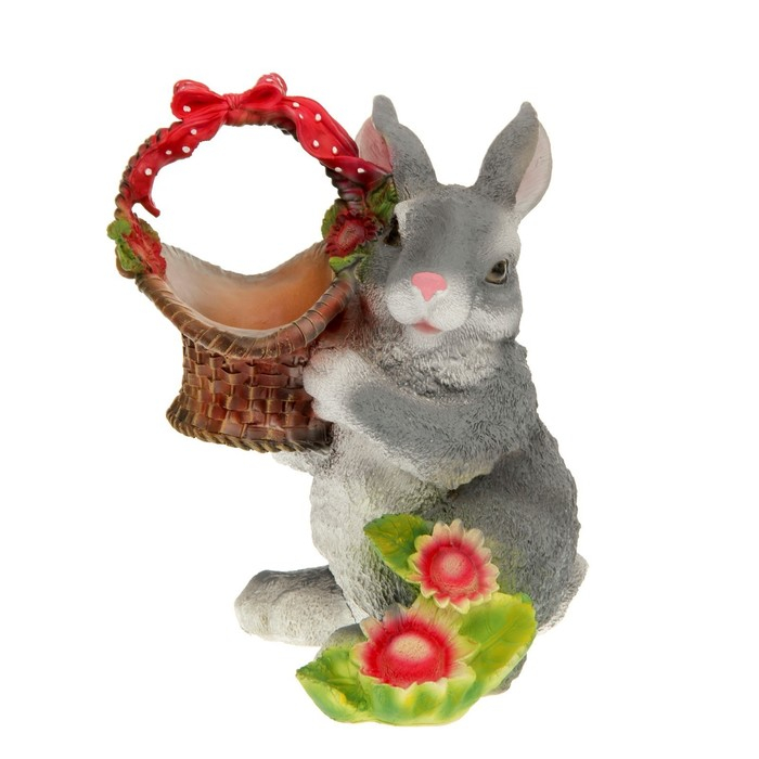 Садовая фигура  Садовая фигура "Зайка с лукошком" 29х26х32см