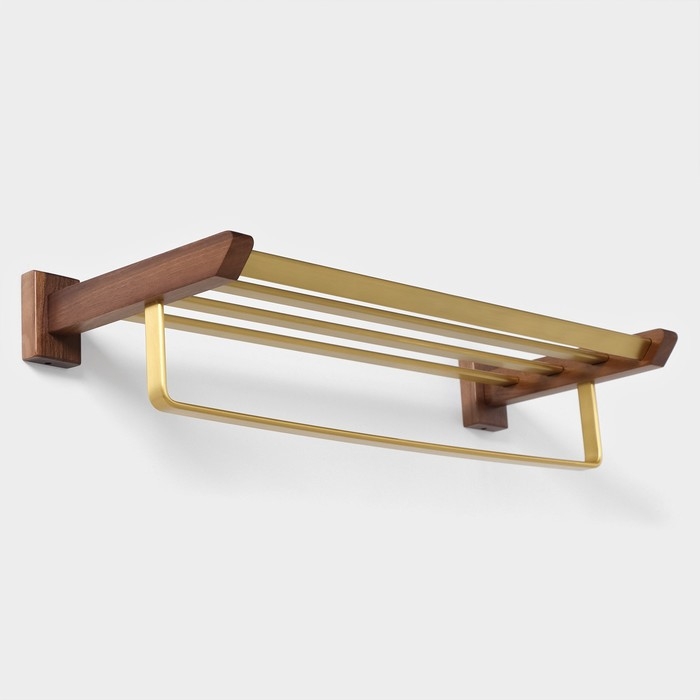 Полка с держателем для полотенец Stölz Hölzern Premiere, ореховое дерево, алюминий Полка с держателем для полотенец Stölz Hölzern Premiere, ореховое дерево, алюминий