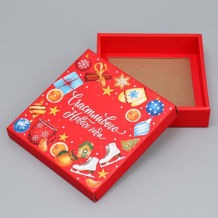 Коробка подарочная новогодняя складная «Счастливого Нового года», 20 х 20 х 5 см, Новый год Коробка подарочная новогодняя складная «Счастливого Нового года», 20 х 20 х 5 см, Новый год