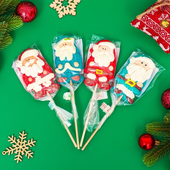 Новый год. Карамель леденцовая на палочке Новый год. Карамель леденцовая на палочке "Дед Мороз 3D", ассорти, 45 г