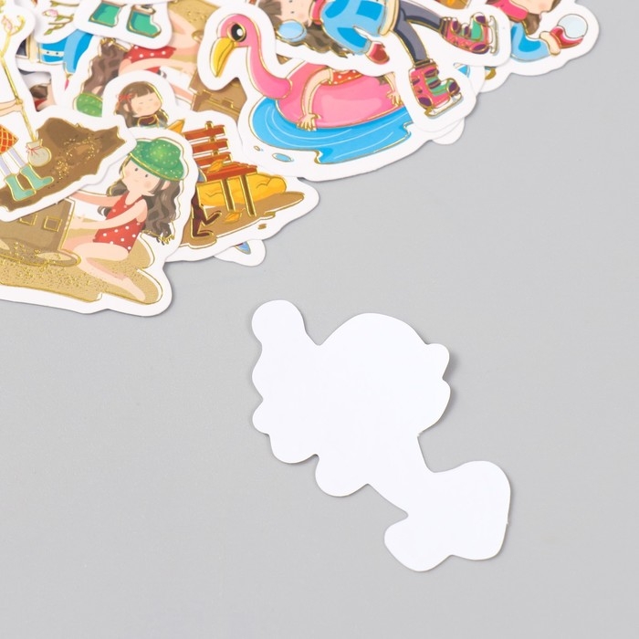 Наклейки для творчества "Четыре сезона" тиснение золото набор 48 шт 9х7х0,8 см