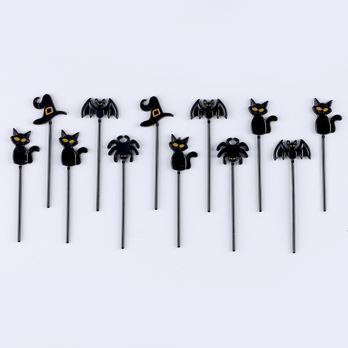 Шпажки «Хэллоуин», в набора 12 шт., цвет чёрный Шпажки «Хэллоуин», в набора 12 шт., цвет чёрный